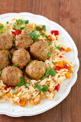 meatballs with rice on plate
