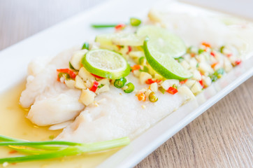 Steamed basa fish