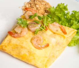 Pad Thai Noodles fried in Egg Wraps