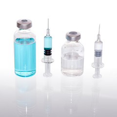 vial and glass syringe  for Injecting medicine vaccine