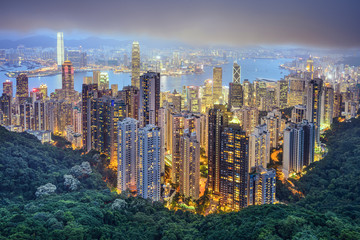 Skyline van Hong Kong, China