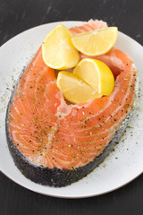 fresh salmon on plate
