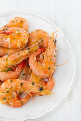 shrimps in white plate