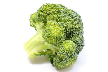 Portion of fresh green broccoli. White background