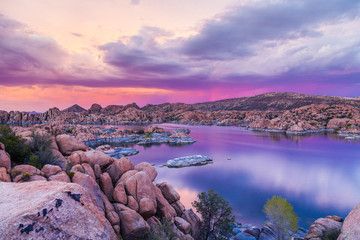 Watson lake Sunset Prescott Arizona - obrazy, fototapety, plakaty