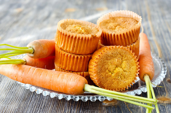 Orange healthy muffins with carrot