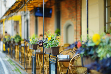 Fototapeta na wymiar Beautiful outdoor restaurant in Vilnius