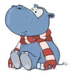 Rolgordijnen Little hippopotamus. Cartoon © liusa