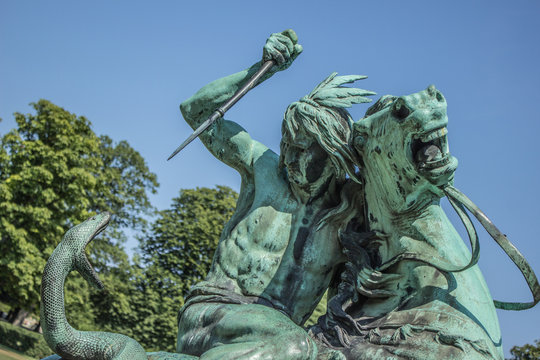 Kamp med en slange Skulptur Kongens Have Rosenborg Slot