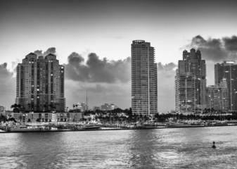 Fototapeta premium Miami, Florida. Dawn colors over city skyline