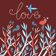 natural background with birds enamored