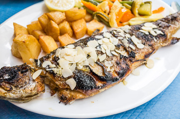 grilled fish and vegetables