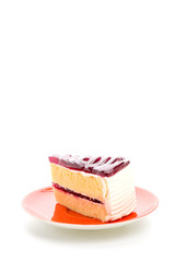 Strawberry cake isolated on white background