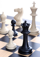 Chess queen and chessmen