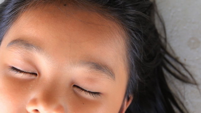 Closeup of asian children sleep