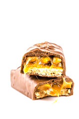 Chocolate bar isolated white background