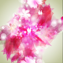 background with light red abstract flowers