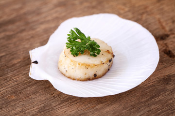 Scallop with butter seafood appetizer
