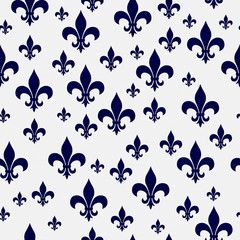 Navy Blue and White Fleur-de-lis Pattern Repeat Background © Karen Roach