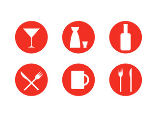 Icon set of bar, restaurant, cafe