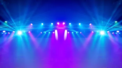 Fototapete Licht und Schatten Bühnenscheinwerfer mit Laserstrahlen