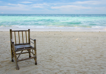 Old Bamboo Chair on beach