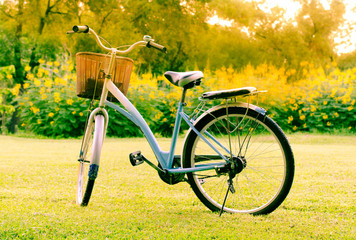 Fototapeta na wymiar beautiful landscape with Bicycle at park