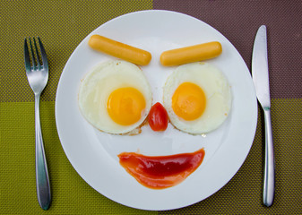 Happy Face Frying Eggs breakfast
