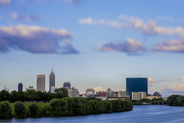 Indianapolis Indiana Skyline Long Exposure Clouds