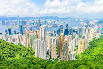 Fototapeta premium HONG KONG -August 8: Scene of the Victoria Harbour on August 8,