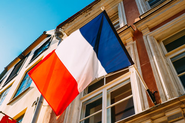 French Tricolours Flag Decorate A Local Government Building In P