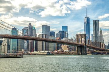 New York City Brooklyn Bridge Manhattan buildings skyline