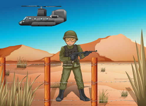 A brave soldier in the battlefield