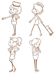 Simple sketches of the air hostess
