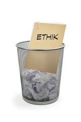 Papierkorb mit Akte - Ethik