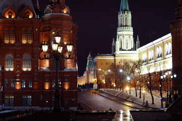 Fototapeta na wymiar moscow night Historical Museum