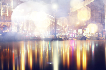 blurred night background city lights