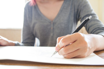 Woman hand using pencil drawing, sketching