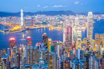 Hong Kong Skyline at Dusk - obrazy, fototapety, plakaty