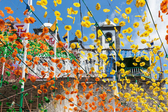 Stairs With Flower Decorations In Madeira