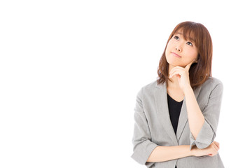 asian businesswoman on white background