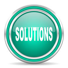 solutions green glossy web icon