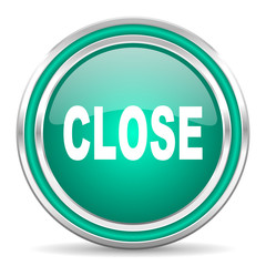 close green glossy web icon