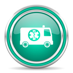 ambulance green glossy web icon