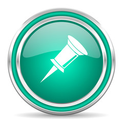 pin green glossy web icon
