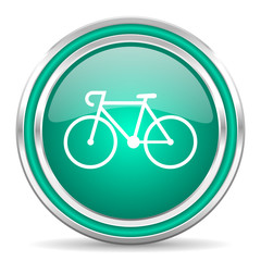 bicycle green glossy web icon