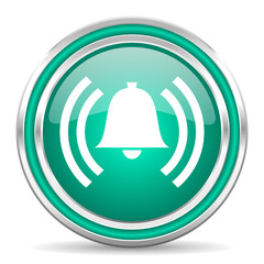 alarm green glossy web icon