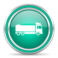 truck green glossy web icon