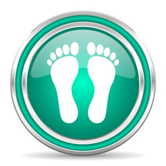 foot green glossy web icon