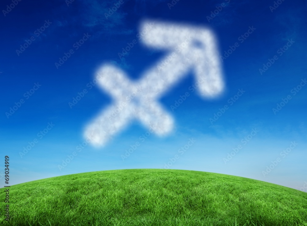 Poster composite image of cloud in shape of sagittarius star sign